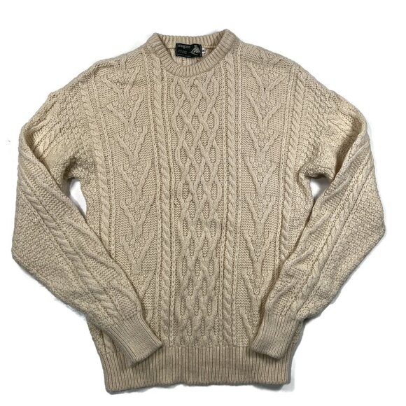 Inisfree Ireland Sweater Cable Knit 100% Wool Womens Medium...